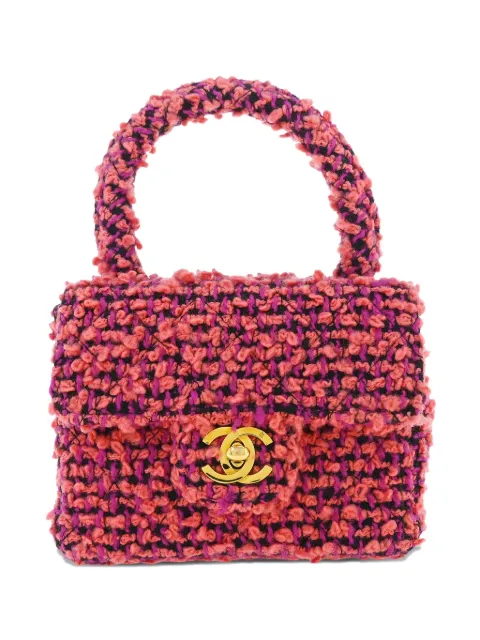CHANEL Pre-Owned 1992 tweed top-handle mini bag Pink 134876