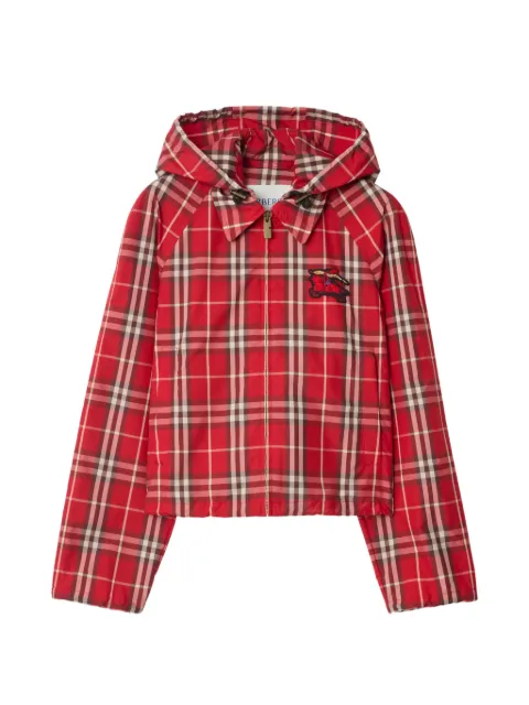 Burberry cropped check Newcott hooded jacket Red 8120900
