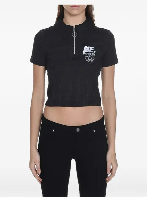 Reebok Melody Ehsani zip ribbed polo top Black B30592