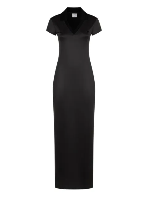 Courrèges V-neck logo-embroidered maxi dress Black 126JRO807JS0195
