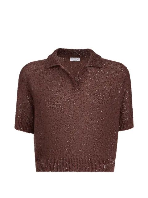 Brunello Cucinelli sequin polo shirt Brown MDJ547605C9092