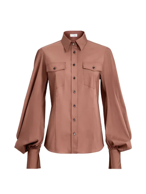 Brunello Cucinelli balloon-sleeve pocket shirt Brown M0091NM906C4182