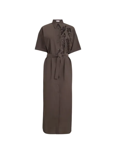Brunello Cucinelli short-sleeves midi dress Brown M0F79AHD91C8589
