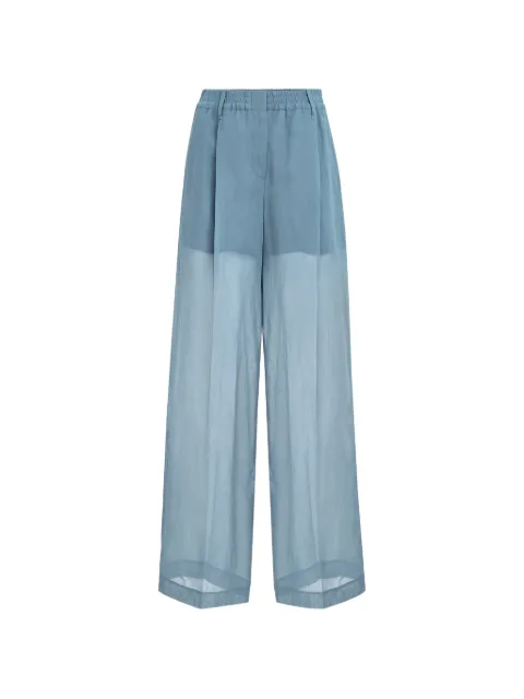 Brunello Cucinelli cotton organza sartorial track trousers with monili Blue M0F91P9174C9704