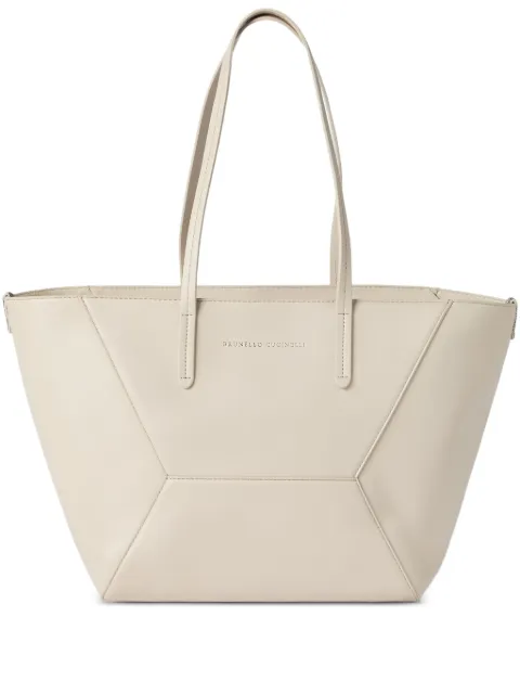 Brunello Cucinelli geometric-panel leather shoulder bag Neutrals MBXAD2573C8905