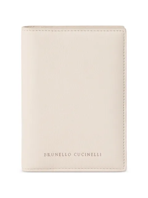 Brunello Cucinelli grained leather passport holder Neutrals MWCAM2720C8905