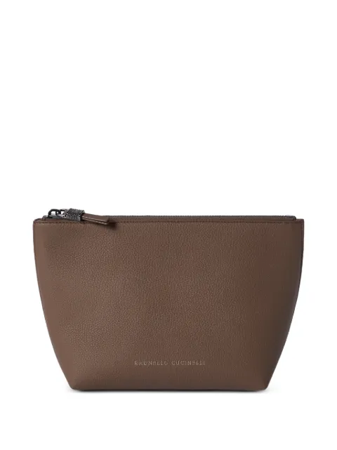 Brunello Cucinelli grained leather clutch bag Brown MWCAM2716C8772