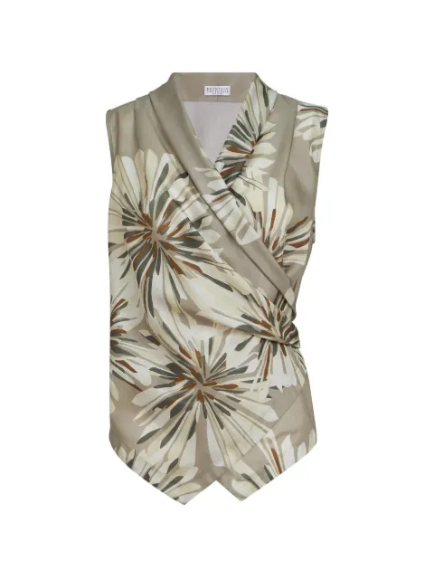 Brunello Cucinelli floral-print monili vest Neutrals MQ967EG906C009