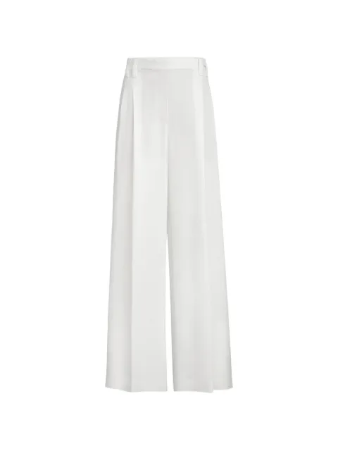 Brunello Cucinelli viscose and linen fluid twill wide trousers with Monili White MH126P9155C600