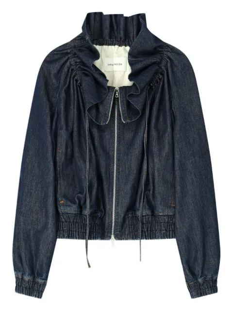 DRIES VAN NOTEN denim ruffled cocoon jacket Blue 2611305183385