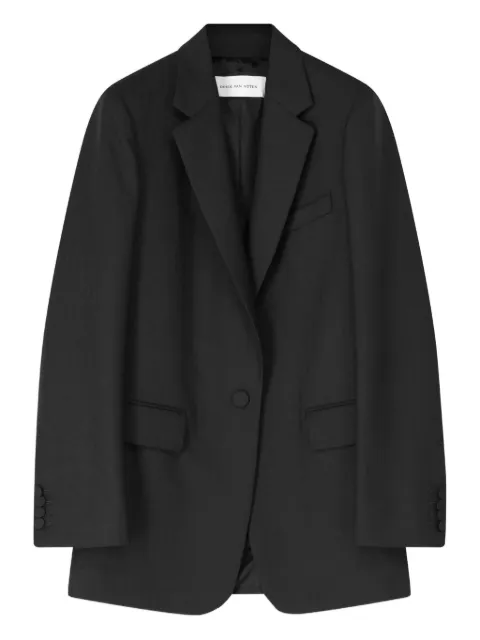 DRIES VAN NOTEN loose-fit herringbone wool blazer Blue 2611304273193