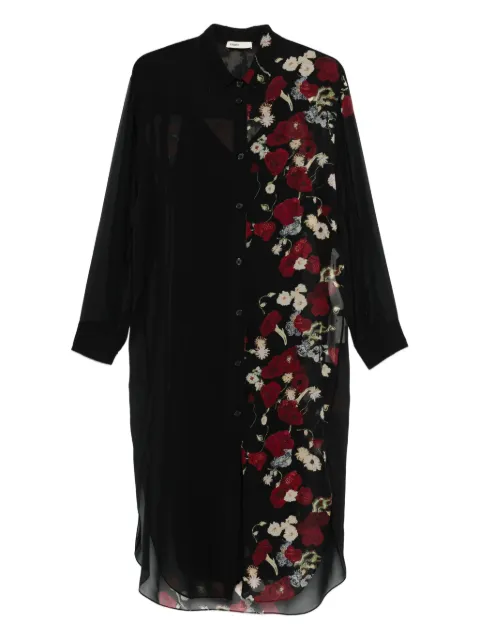 KHAITE floral-print midi shirt dress Black 55803371