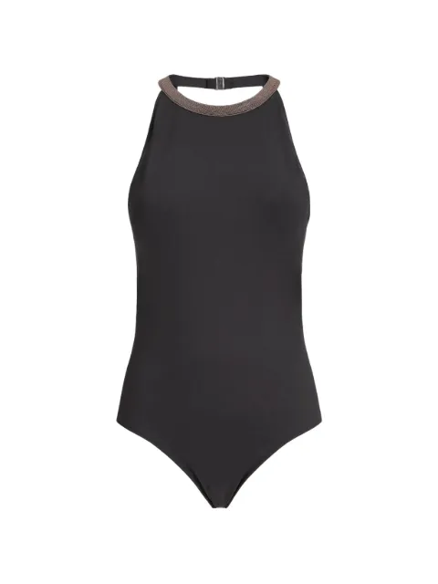 Brunello Cucinelli monili-embellished halterneck swimsuit Black MQ965VS879C499