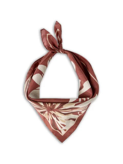 Brunello Cucinelli bloom print pongee scarf Brown MFOU0025C008