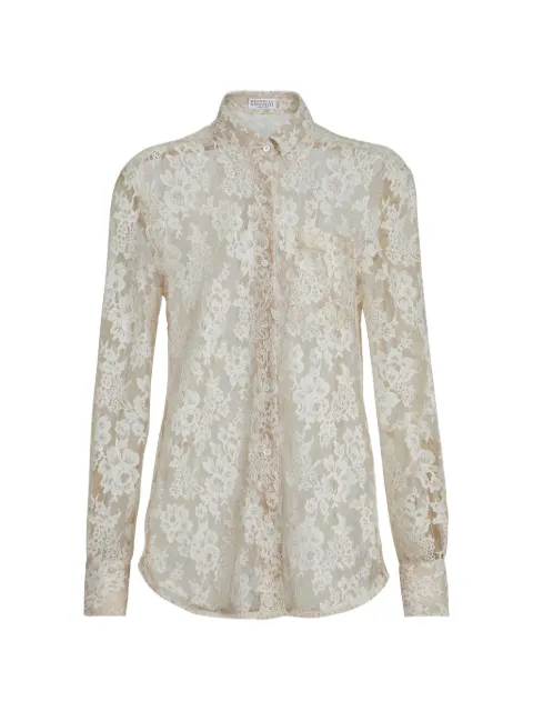 Brunello Cucinelli flower jacquard lace shirt Neutrals MQ966RI206C294