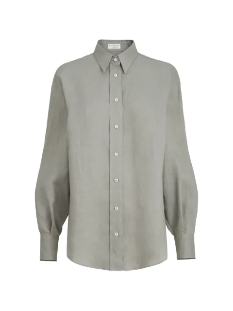 Brunello Cucinelli monili linen shirt Grey MA698MQ906C1063
