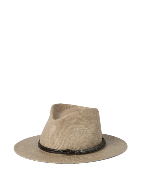 Brunello Cucinelli leather-band straw fedora Neutrals MCAP90036CIS77