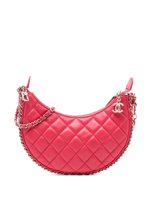 CHANEL Pre-Owned 2021-2025 Small Quilted Lambskin Chain Around Hook Hobo Bag crossbody bag Pink SGYDR897V264QWKU