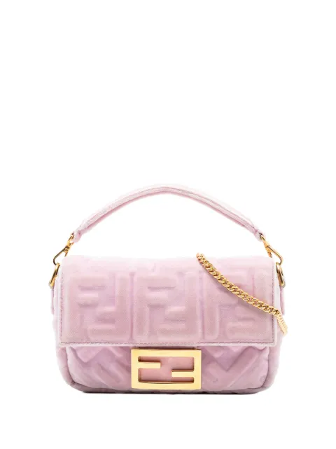 Fendi Pre-Owned 2010-2025 Mini Zucca Embossed Velvet Baguette satchel Pink N69H8RZ5OTANE8LY
