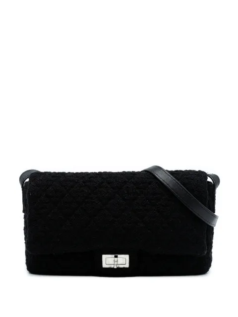 CHANEL Pre-Owned 2009-2010 Jumbo Reissue 2.55 Quilted Tweed Easy Messenger Flap crossbody bag Black 8ONU0VANQXRD0R0N