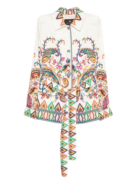 ETRO paisley-print belted jacket Neutrals WRCA012299SPSI2