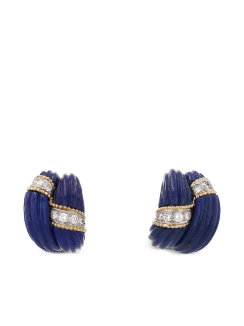Cartier 1970's diamond and lapis lazuli earrings Blue 426553