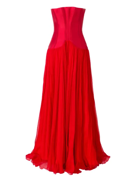 ARAFTU corset tie-fastening maxi dress Red RO801125