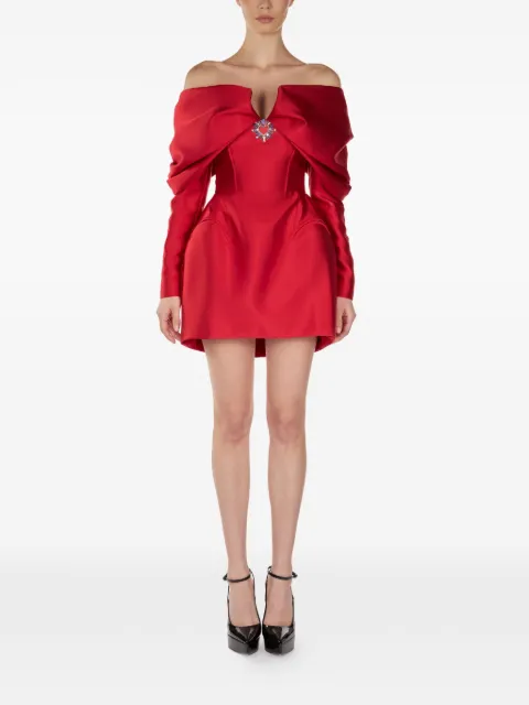 ARAFTU off-shoulder embellished mini dress Red RO431123