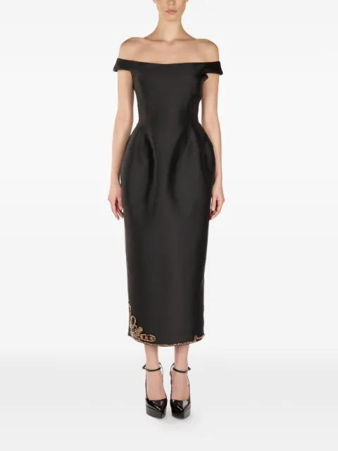 ARAFTU off-shoulder embellished midi dress Black RO7210825
