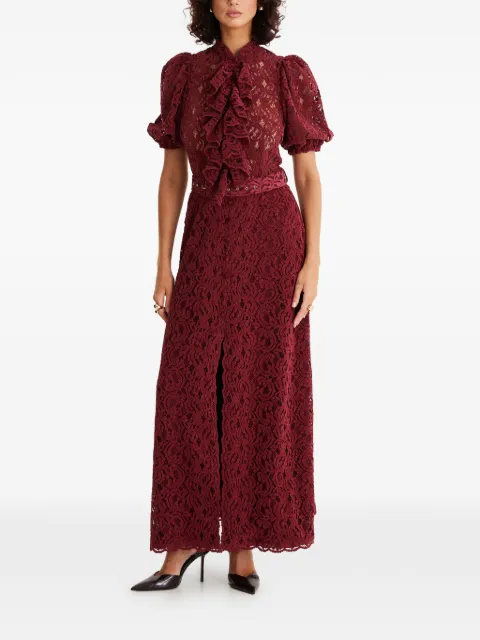 MOOS STUDIO Fatal Bloom ruffled lace maxi dress Red MOOS195