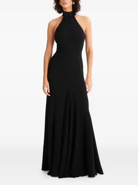 MOOS STUDIO halterneck tie-detail maxi dress Black MOOS191