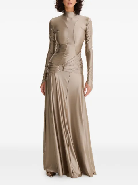 MOOS STUDIO ring-detail long-sleeved maxi dress Neutrals MOOS167