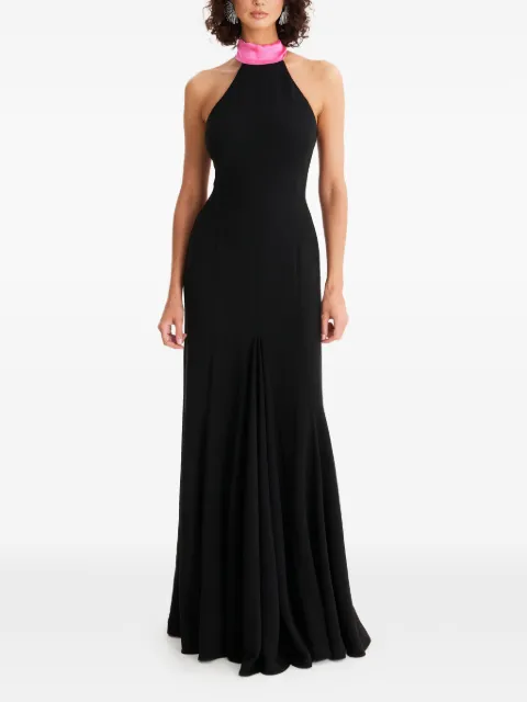 MOOS STUDIO halterneck pleated maxi dress Black MOOS191