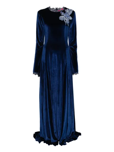 MIAU by Clara Rotescu floral-appliqué maxi dress Blue AMIRA