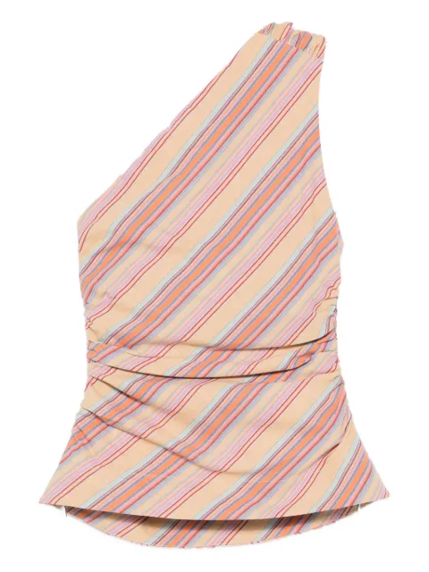 Faithfull Aurora striped one-shoulder blouse Neutrals FF4536AGM