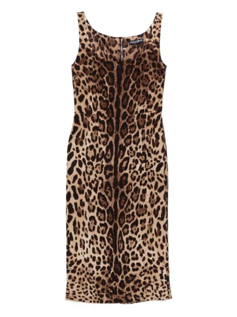 Dolce & Gabbana leopard-print midi dress Brown F6F4ZTGDCLX
