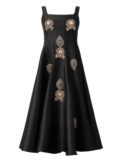 ARAFTU embellished square-neck midi dress Black RO02E0725