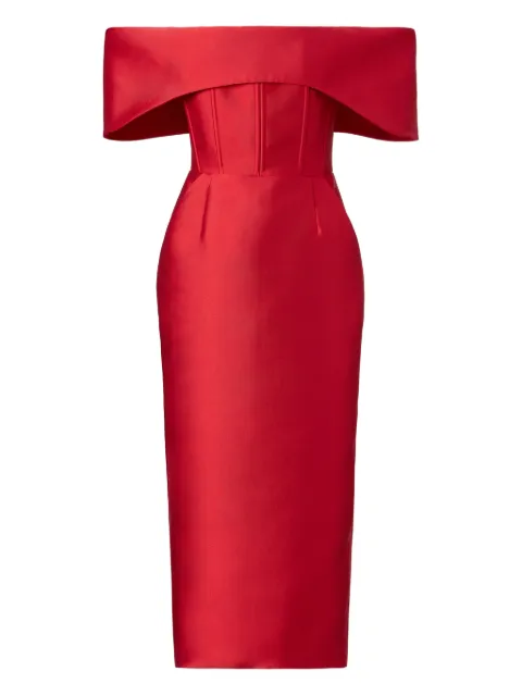 ARAFTU off-shoulder midi dress Red ROTP150825