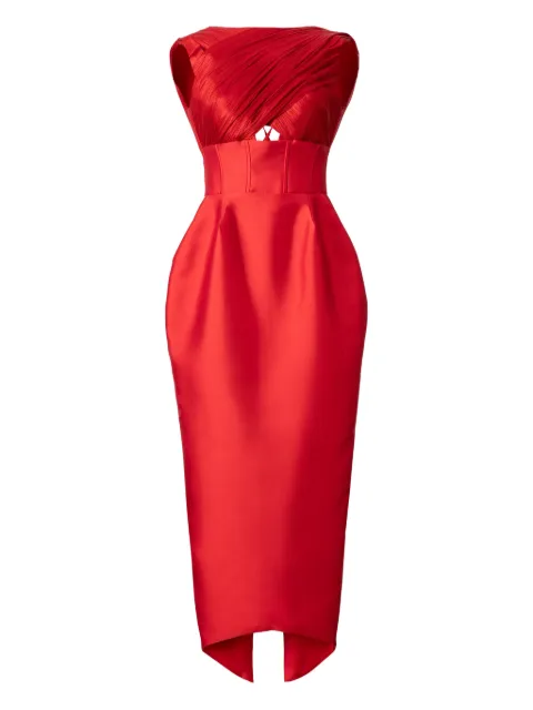 ARAFTU cut-out pleated midi dress Red RO690325