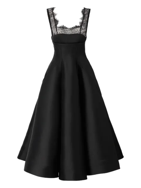 ARAFTU lace-detail flared midi dress Black RO841125