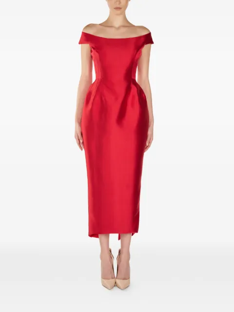 ARAFTU off-shoulder midi dress Red RO720825