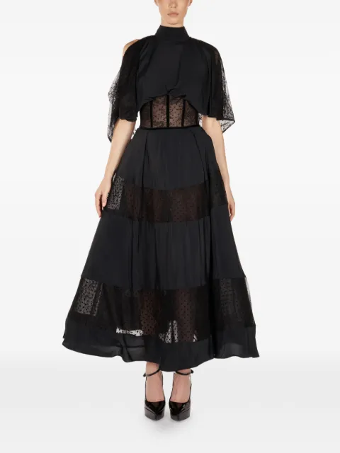 ARAFTU lace-detail panelled midi dress Black RO7421125