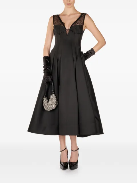 ARAFTU lace-detail A-line midi dress Black RO851125