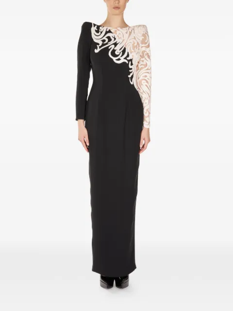 ARAFTU long-sleeve lace-detail maxi dress Black RO05D0125