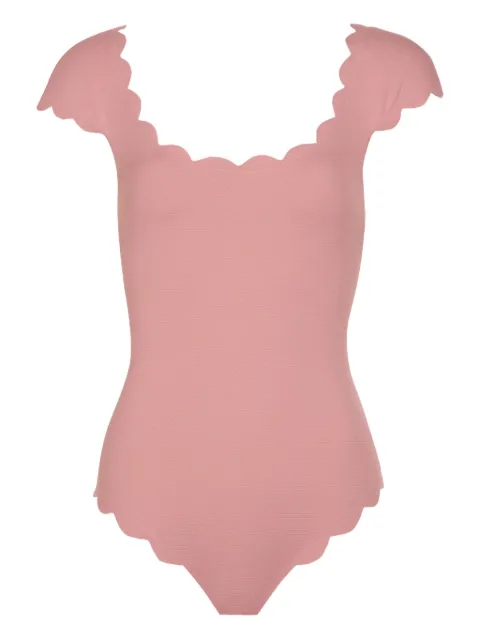 Marysia scalloped short-sleeve swimsuit Pink S0060PINKSANDSBAY