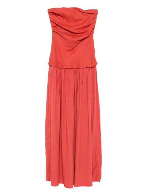 Faithfull Hedy Maxi ruched bandeau dress Red FF3953DTO