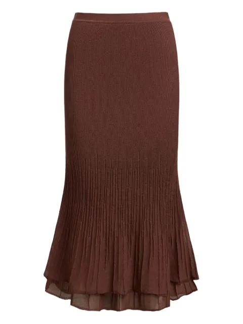 12 STOREEZ elastic-waist pleated skirt Brown 132106