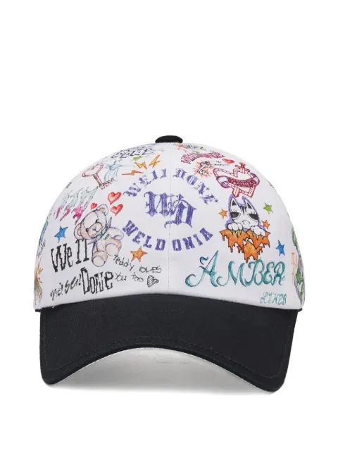 We11done doodle-print baseball cap White WDAH026403UWHS6