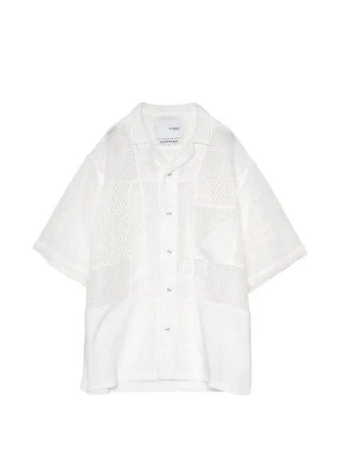 Yoshiokubo mesh-panelled patchwork shirt White YKS26207