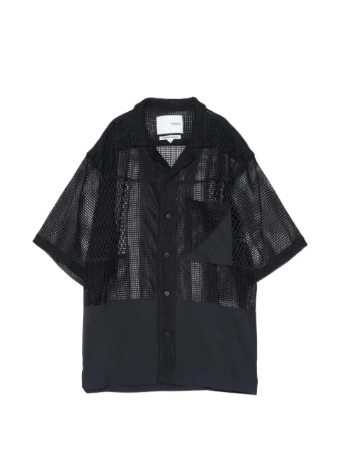 Yoshiokubo patchwork mesh shirt Black YKS26207